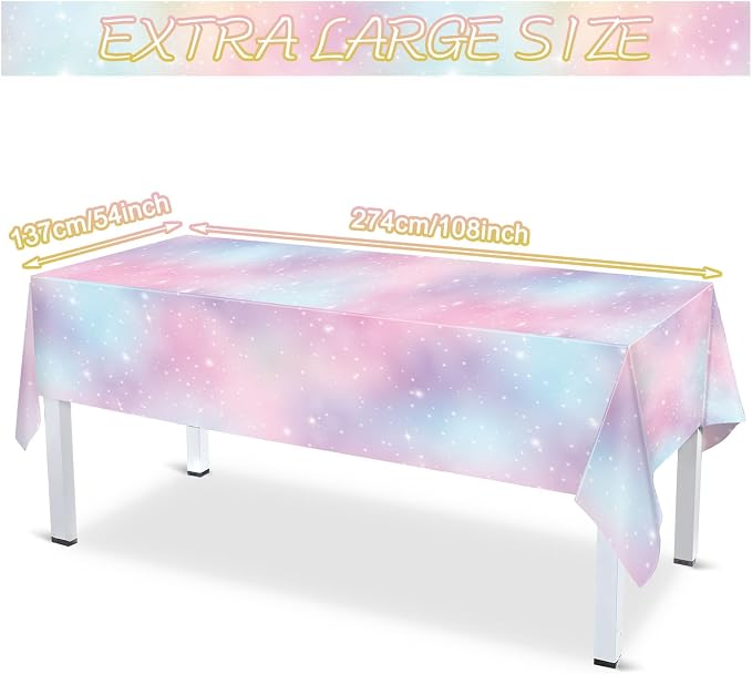 Tiamon 3 Pcs Pastel Rainbow Tablecloths Birthday Decorations Pastel Table Cloths - Image 2