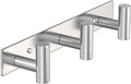 VAEHOLD Silvery Hat and Coat Wall Mount Rack - 3 Hooks for Robes, Bags, Keys, and Towels - Bathroom Towel Hanger Organizer (1 Pack)