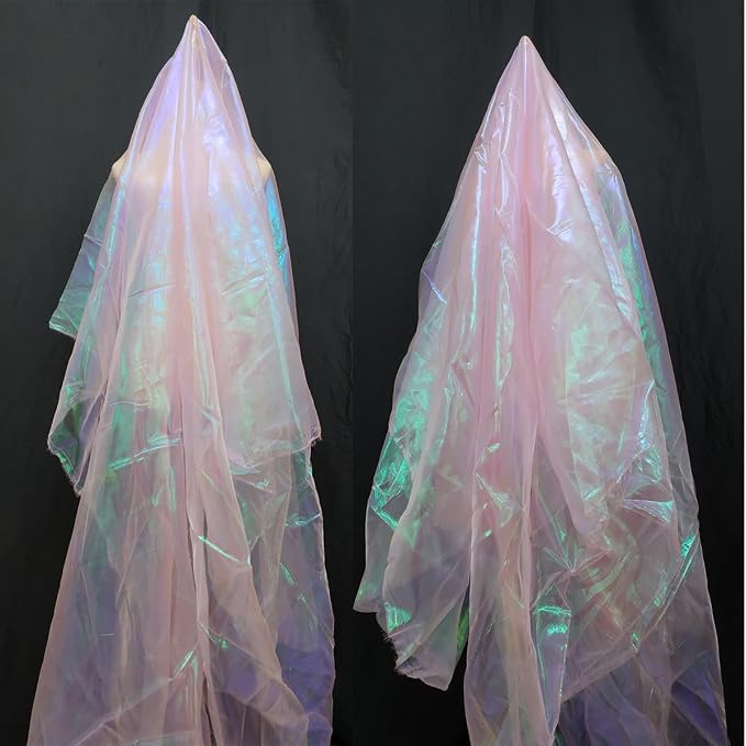 Light Pink Iridescent Organza Fabric - Image 5