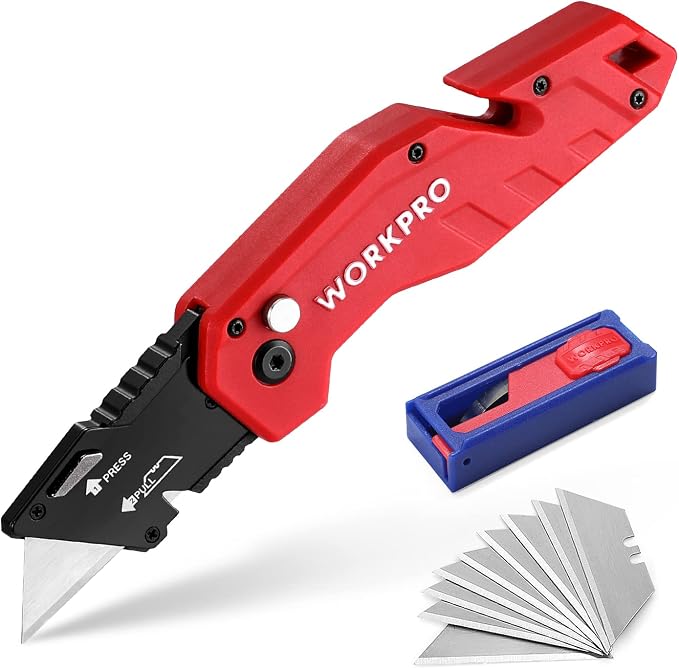 WORKPRO Folding Utility Knife, Quick Change Blade, Lightweight Nylon Handle by WORKPRO