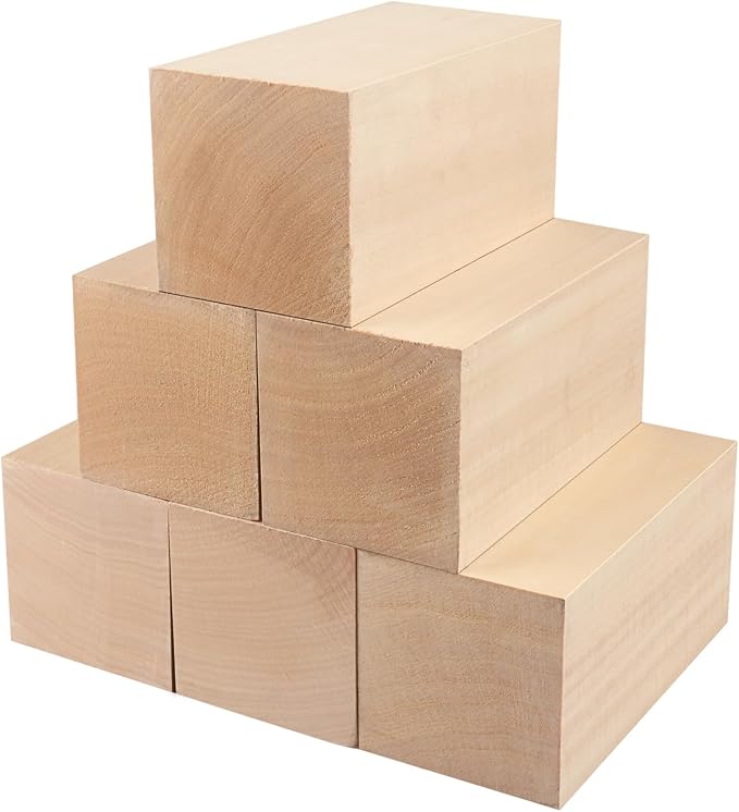 6 Pack Basswood Carving Blocks, Soft and Smooth, Easy Whittling and Carving by GNIEMCKIN