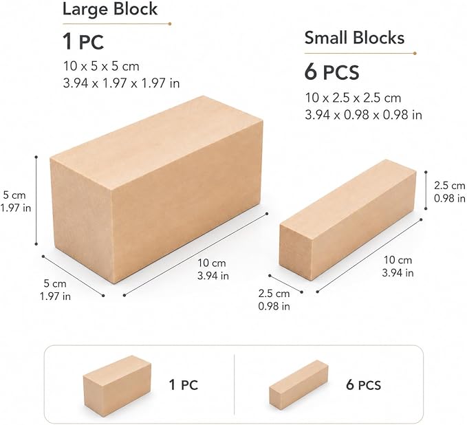 7 Pcs Basswood Blocks, Whittling Wood Carving Kit - Image 2