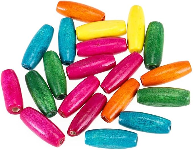 400Pcs Large Hole Wood Beads, BetterJonny Assorted Color Wooden Beads Hair - Image 7