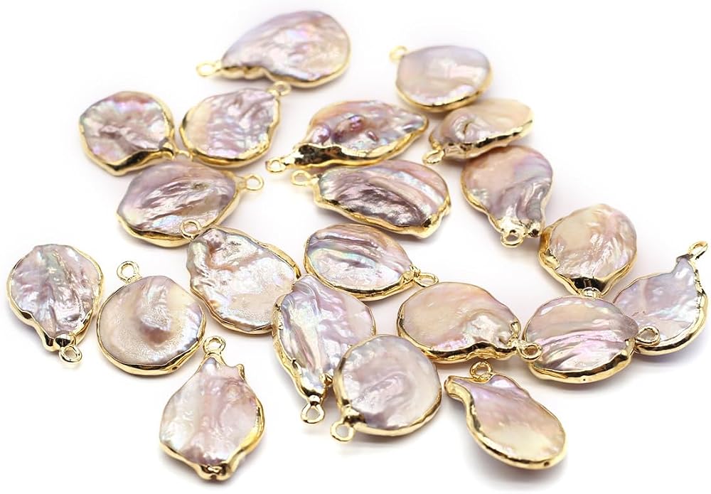 5 Pcs Natural Pearl Pendants Irregular Freshwater Pearl Pendant Charms by Zotoone
