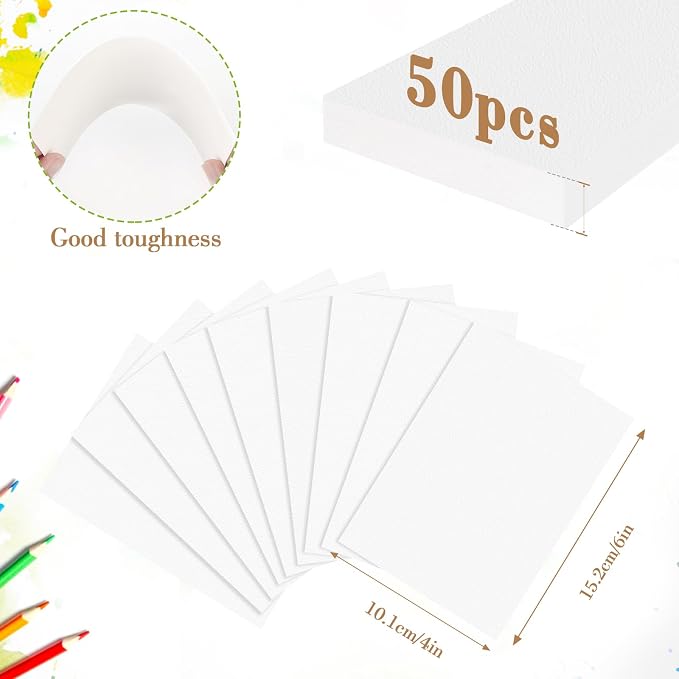 50PCS 4x6 Watercolor Paper Bulk, 140lb/300g Cold Press Thick Water Color Paper - Image 2