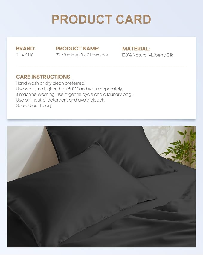 THXSILK 100% Pure Mulberry Silk Pillowcase - Image 8