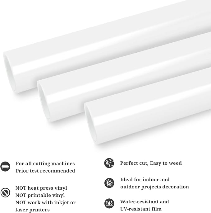 TECKWRAP Permanent Adhesive Vinyl 12" x 10ft, Glossy White - Image 2