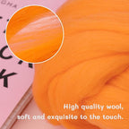 QMNNMA Wool Roving Bulk, 8.82oz Needle Felting Wool-Dark Orange | Wool Roving - Image 4