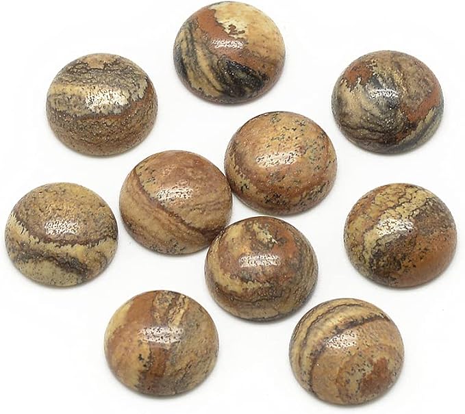 FASHEWELRY 50Pcs Natural Picture Jasper Cabochons Flat Back Gemstone Cabochons by FASHEWELRY