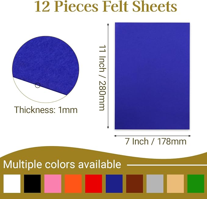 12 Pcs Felt Sheets, 7x11 Inch Stiff Felt - Image 2