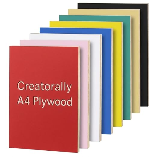 8 Pack Pre-Painted Colored Plywood Sheets, 11.7"x8.3"x1/8" Basswood by Creatorally