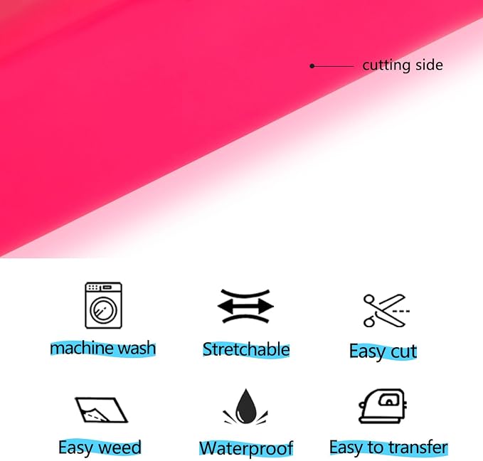 guangyintong Fluorescent Heat Transfer Vinyl Neon Pink HTV Rolls, HTV Vinyl - Image 2