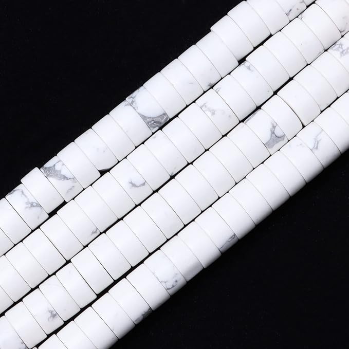 Natural Stone Heishi Beads for Necklace Making, 4 mm x 2 mm Small Flat Round by YUGDRUZY