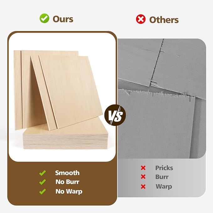 Adrattnay 24Pcs Large Basswood Sheets 12 x 18 x 1/8” - 3mm Plywood - Image 5