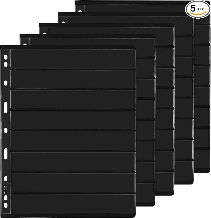 5 Sheets 10 Pages Postage Stamp Album Pages, 8 Pockets 7.7x 1.18in Stamp by UnclePaul