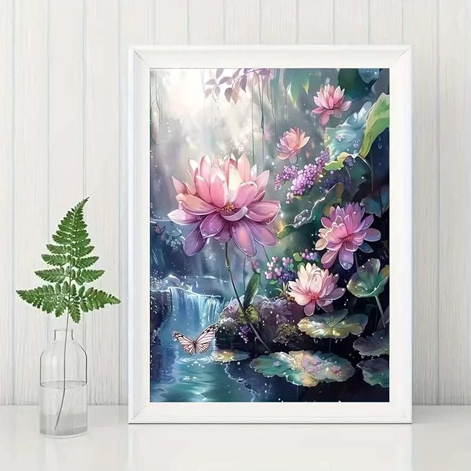 SHICERNHJ 5D Diamond Art Kits for Adults, Lotus Flower Diamond Painting Kits - Image 4