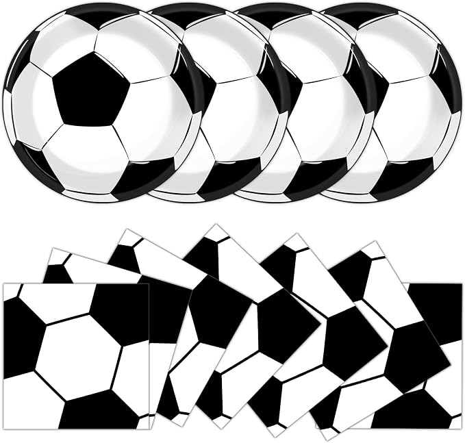 48Pcs Soccer Paper Plates and Napkins Sports Theme Party Decorations Sport by Qyeahkj