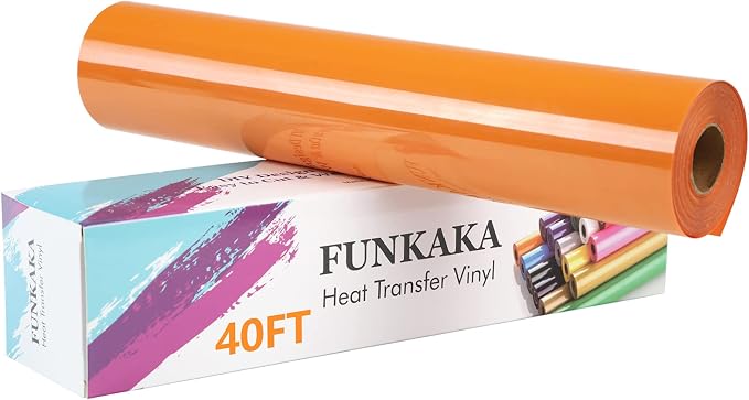 FUNKAKA Orange Heat Transfer Vinyl Rolls, Adhesive Glossy HTV Vinyl by FUNKAKA