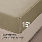 BEDELITE California King Sheets Set, Luxury Soft Taupe Satin Sheets - Image 6