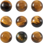 FASHEWELRY 50Pcs Natural Tiger Eye Cabochons Flat Back Gemstone Cabochons 12mm by FASHEWELRY