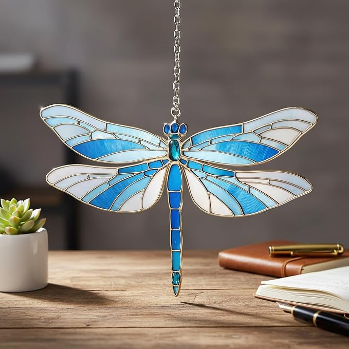 Blue Dragonfly Acrylic Suncatcher by Unknown