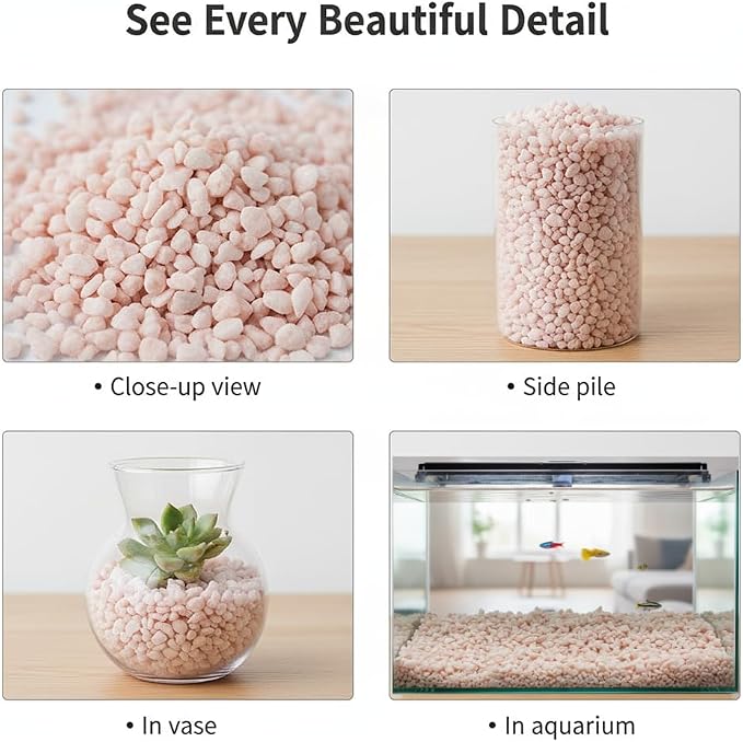 HappyFiller 2-5mm Light Pink Pea Gravel, Fairy Garden Mini Rocks, 0.88 LB | - Image 2