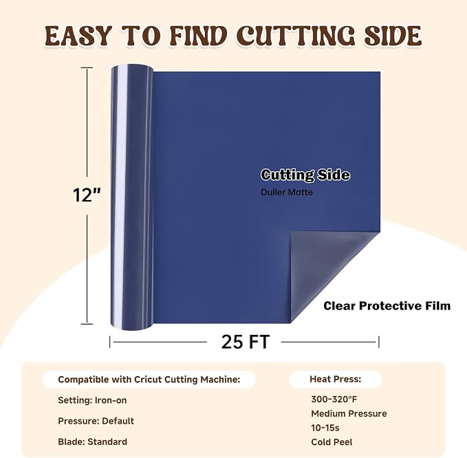 guangyintong Heat Transfer Vinyl Navy Blue HTV Rolls, Matte Surface HTV Vinyl - Image 2