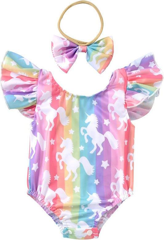 Toddler Girl Baby Ruffles Mermaid Fish Scale Swimsuit One Piece Swimwear Bathing Sunsuit