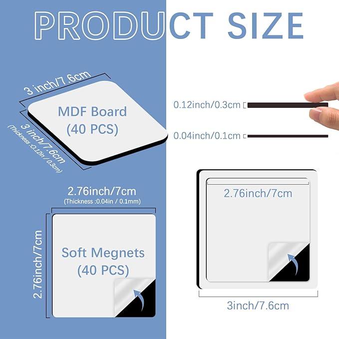 80PCS Sublimation Magnet Blanks 3x3 Bulk Square Produnts 40 Pcs Sublimation - Image 2