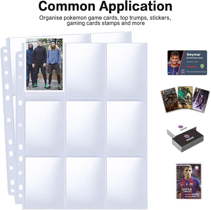 Trading Card Sleeve Pages, PANDRI 100 Pack 9 Pocket Trading Card Storage Album - Image 4
