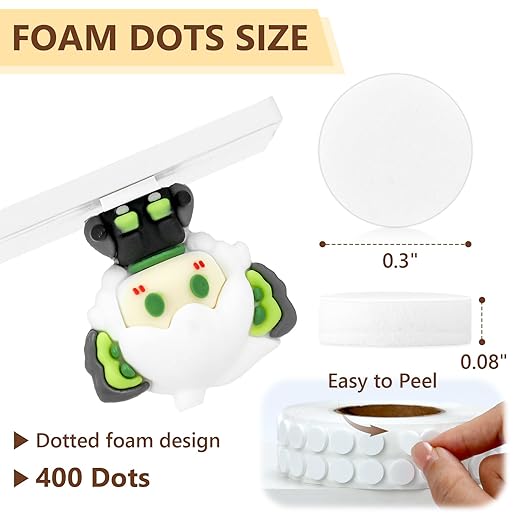 400 PCS 2mm Double Sided Foam Dots 0.3" Foam Round Dots 3D Foam Tape Craft - Image 2