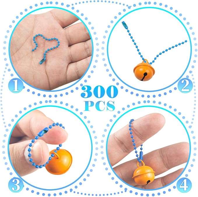 300Pcs Stainless Steel Ball Chain Set, 2.4mm Bead Chains 10 Colors 3.9 Inch - Image 3