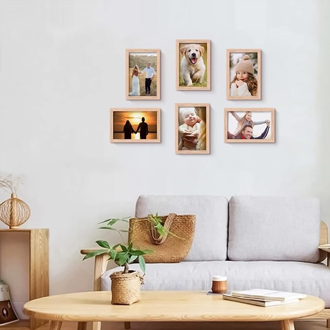 ATOBART 4x6 Picture Frame, OAK Wood Photo Frame - Image 7