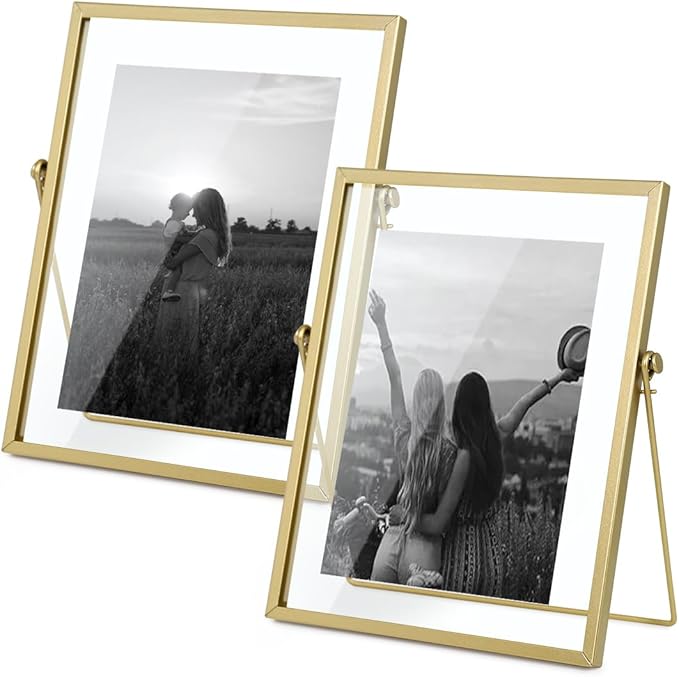 AceList Metal Picture Frame Set of 2, Easel | Ornate slim display stand by AceList
