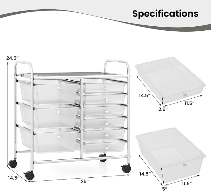 Giantex 9 Drawers Rolling Cart, Classroom Organizers, Storage Cart - Image 3