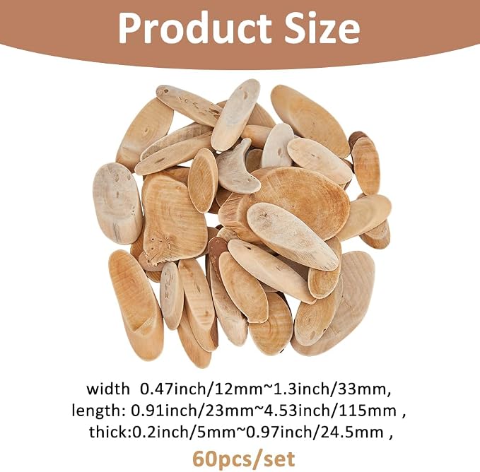SUPERFINDINGS 300g Natural Driftwood Pieces DIY Dried Wood Sticks Oval Wooden - Image 2