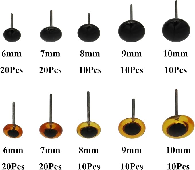 140Pcs Needle Felting Eyes 6-10mm mini Glass Amber - Image 2