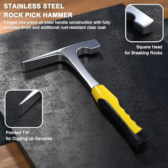 4pcs Geology Rock Pick Hammer Kit, Geology Hammer Tools, 32oz Rock Hammer & - Image 2