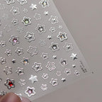 Star Nail Art Stickers Silver Star 5D Embossed Nail Decals - Image 3