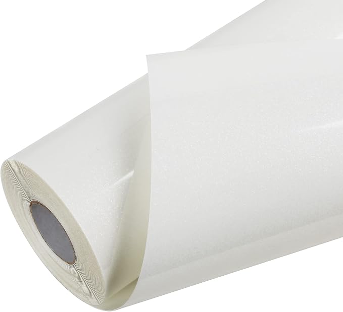 TORC White Glitter HTV Heat Transfer Vinyl Roll 12 inch x 20 ft Sparkly Iron on by TORC