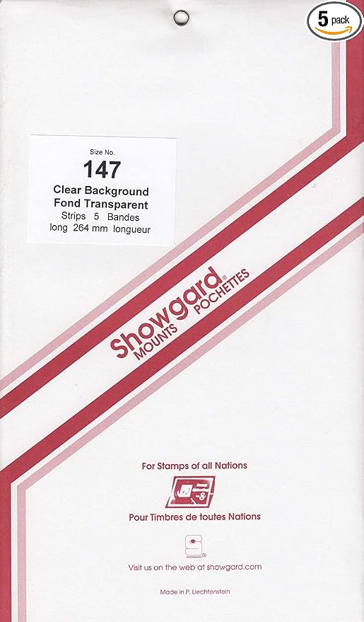 Strip Style Stamp Mounts Size 147 Clear by Showgard