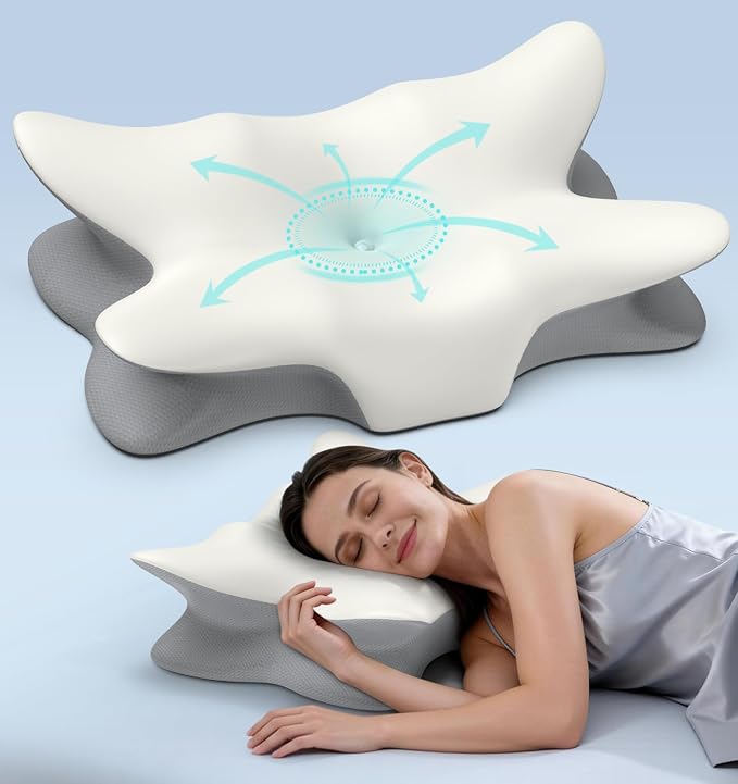 Cervical Neck Pillow for Pain Relief, Ergonomic Side Sleeper Pillow Cooling by Unknown