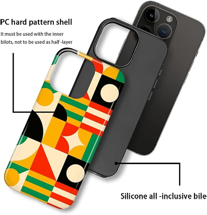 ZHEGAILIAN Case for iPhone 16 Pro, Geometric Colors Durable Shockproof Silicone - Image 2