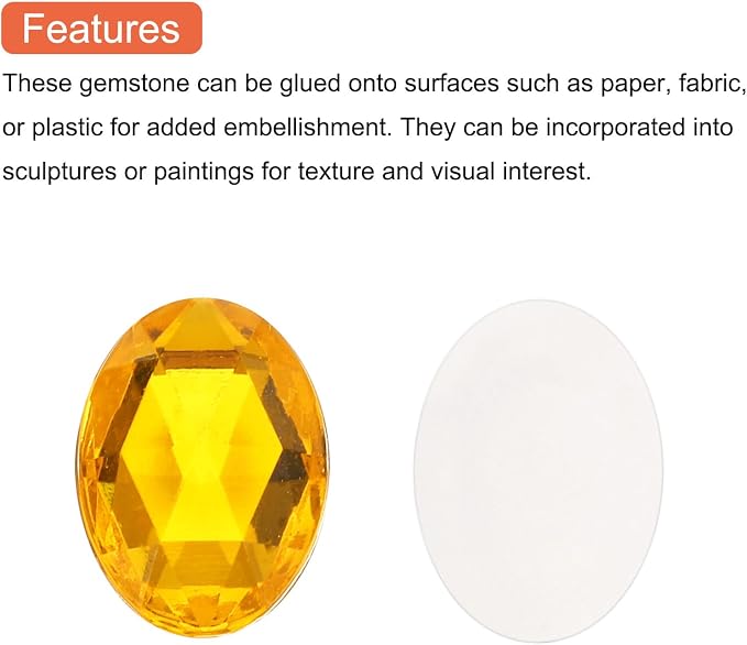 MECCANIXITY 50Pcs Acrylic Oval Gems 13x18 mm Flat Back Artificial Rhinestones - Image 4