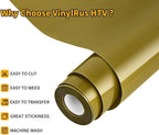 VinylRus Heat Transfer Vinyl-12” x 20ft Gold Iron on Vinyl Roll - Image 3