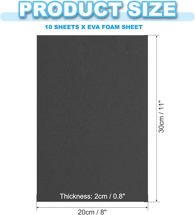 PATIKIL EVA Foam Sheet 10Pcs 12x8 Inch 2mm Thick Black | Easy Cutting EVA Foam - Image 2