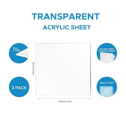 OMTech 2 Pack Clear Acrylic Sheets, Transparent Acrylic Plastic Boards - Image 2