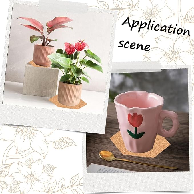 50Pcs Self Adhesive Cork Board Backings Cork Coaster Bottoms 4 Inch Hexagon - Image 5