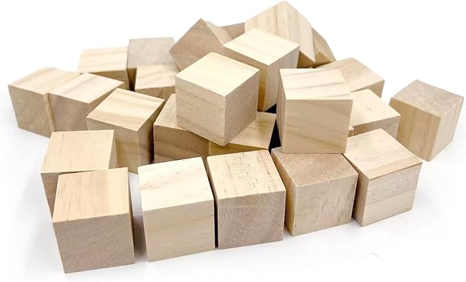Wood Blocks for Crafts, Unfinished Wood Cubes, 3cm Natural Wooden Blocks - Image 3