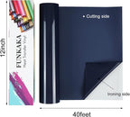 FUNKAKA Navy Blue HTV Heat Transfer Vinyl Rolls, Adhesive Navy Blue HTV Vinyl - Image 2